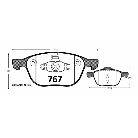 Pastilla De Freno Delantero GTX GOLD MAZDA 3 2004->/FORD FOCUS 2006 ->/VOLVO S-40 2020 -> / BMW 3 2.0 AUT 2006 -> /