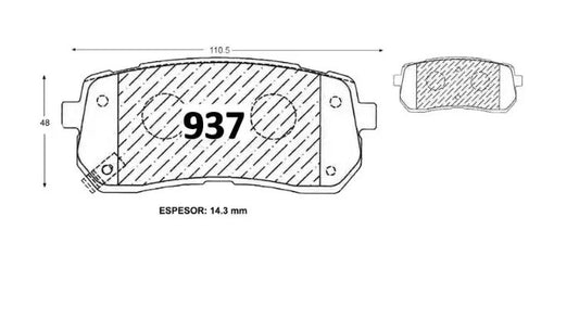 Pastilla De Freno GTX Trasera HYUNDAI VERACRUZ H1 2008 -> / KIA CARNIVAL SORENTO 2007 ->