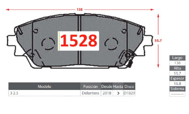 Pastilla De Freno GTX Delantera MAZDA 3 2.5 2019 -> / BMW 3/5 2.5 AUT 2020 ->