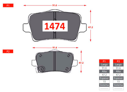 Pastillas De Freno Trasero GTX CHANGAN CS-15 2017 ->