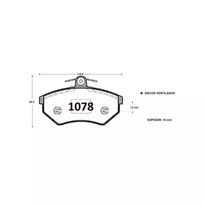 Pastillas De Freno Delantera GTX CHEVROLET N-300 FURGON 2011 -> /VOLKSWAGEN 1994-2006 / CHERY ARRIZO 7 LUXURY 1.5 AUT 2013 ->