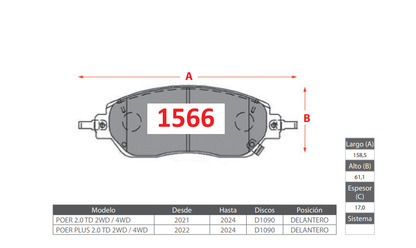 Pastillas De Freno Delantera GTX GREAT WALL POER 2021 ->