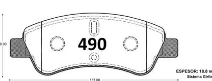 Pastilla De Freno Delantera GTX - Peugeot PARTNER / 301 / 208 / 2008 / BOXER / FIAT DUCATO 2013 / CITROEN C ELYSEE C4 JUMPER 2005 / OPEL CROSSLAND 2020