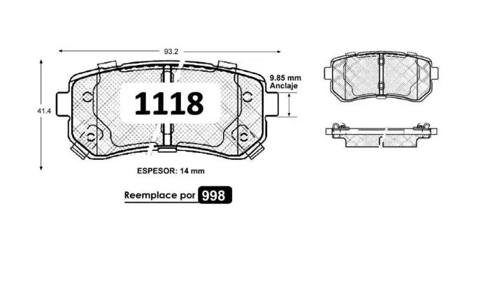 Pastillas De Freno Traseras GTX HYUNDAI TUCSON / ELANTRA 2009 ->