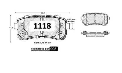 Pastillas De Freno Traseras GTX HYUNDAI TUCSON / ELANTRA 2009 ->