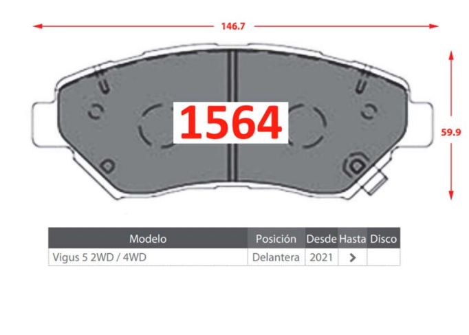 Pastillas De Frenos GTX Delantera JMC VIGUS 5 4WD 2021 ->