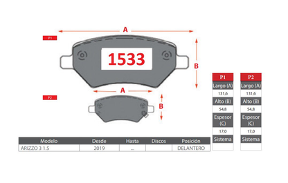 Pastillas De Freno GTX Delantera CHERY ARIZZO 2019->